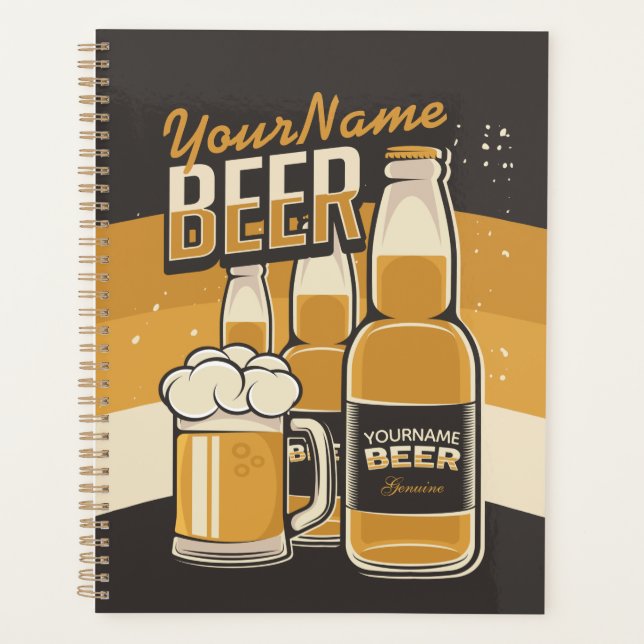 Personalised Beer Bottle Sudsy Mug Brewing Bar Planner (Front)
