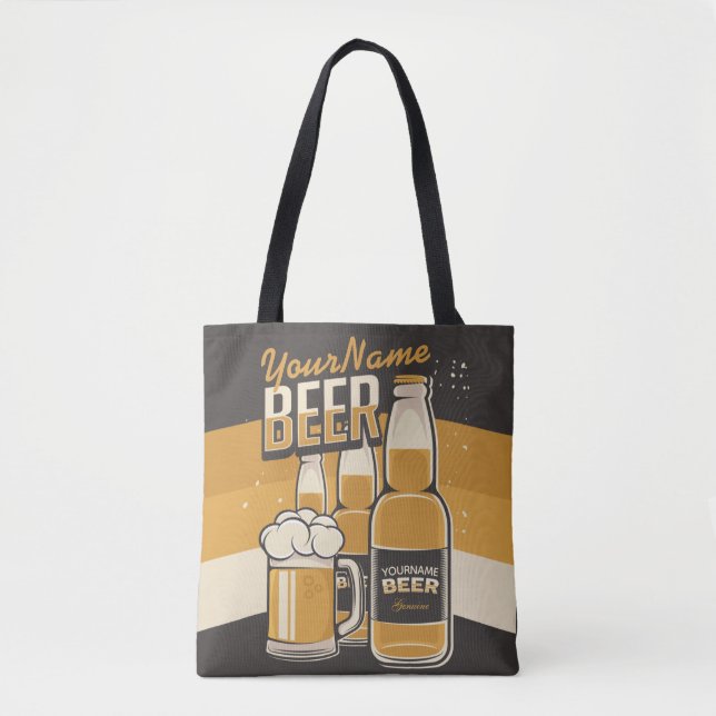 Personalised Beer Bottle Sudsy Mug Brewing Bar  Tote Bag (Front)