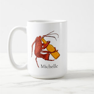 Personalised Beer Drinking Lobster Coffee Mug