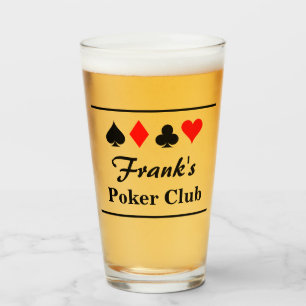 Personalised beer glass for poker game players