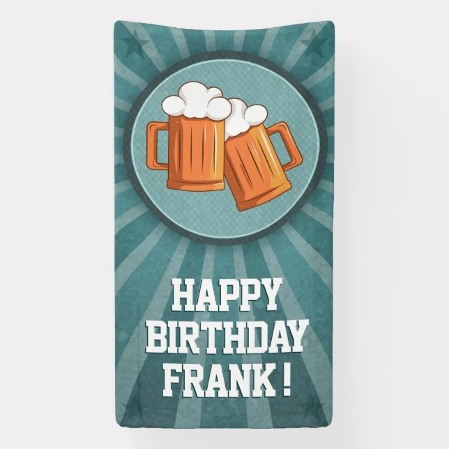 Personalised Beer Happy Birthday Banner (Vertical)