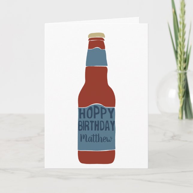 Personalised Beer Lovers Hoppy Birthday Card (Front)