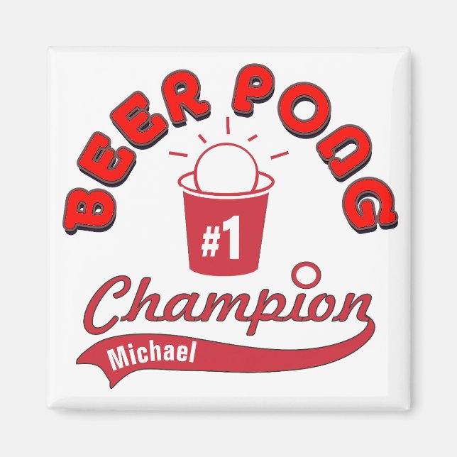 Personalised  Beer Pong Champion Award Magnet (Front)