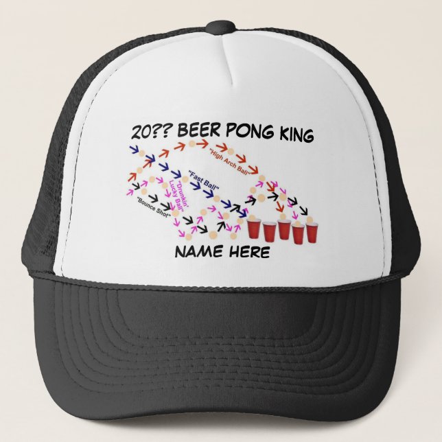Personalised Beer Pong King Trucker Hat (Front)