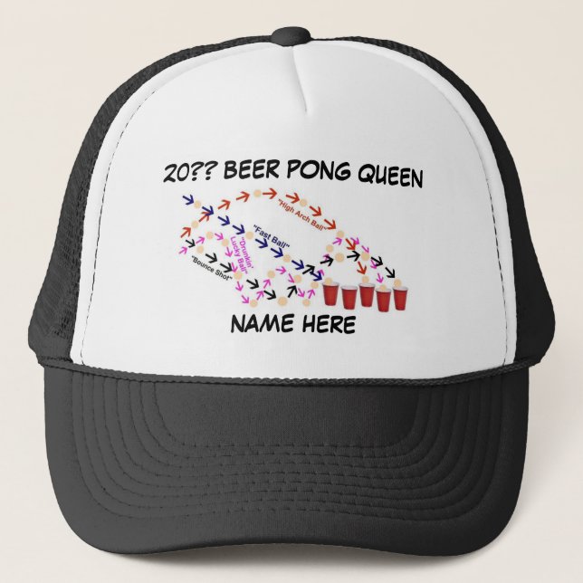 Personalised Beer Pong Queen Trucker Hat (Front)