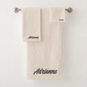 Personalised Beige Bath Towel Set