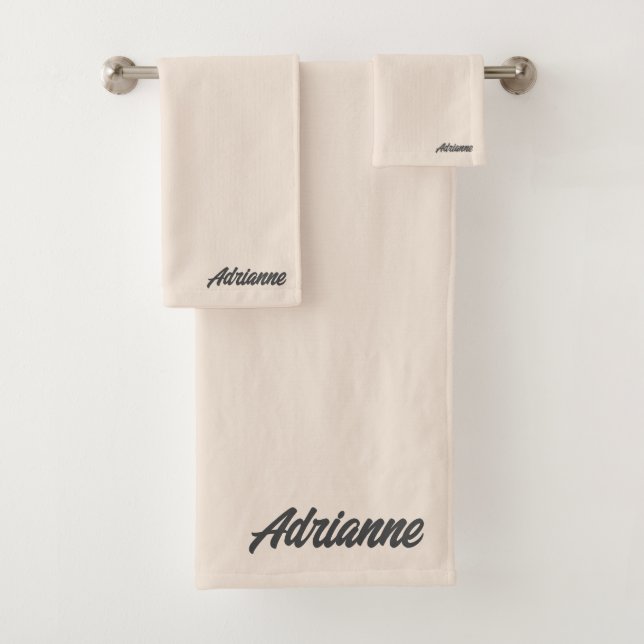 Personalised Beige Bath Towel Set (Insitu)