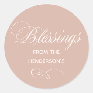 Personalised Beige Blush Blessings  Classic Round Sticker