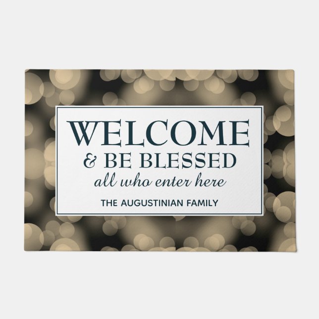 Personalised Beige Bokeh WELCOME Doormat (Front)