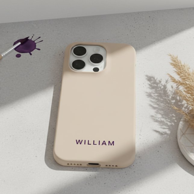 Personalised Beige Colour iPhone Case with Custom (Creator Uploaded)