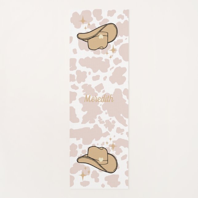 Personalised Beige Cowgirl Rodeo  Yoga Mat (Front)