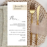 Personalised Beige Cream with Guest Name Elegant Menu<br><div class="desc">Why spend in-place cards and menu cards when you can have an elegant All-in-one elegant Menu personalised with each guest's name? Contemporary, simple, and elegant design with beautiful modern handwritten calligraphy. A stripe on the top right corner in a beige cream tone with the guest's name in black. Back in...</div>