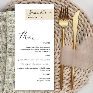 Personalised Beige Cream with Guest Name Elegant Menu