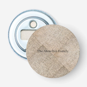 Personalised Beige Faux Linen Bottle Opener