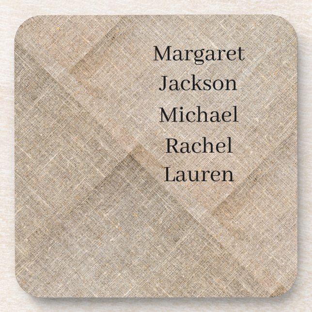 Personalised Beige Faux Linen Coaster (Front)