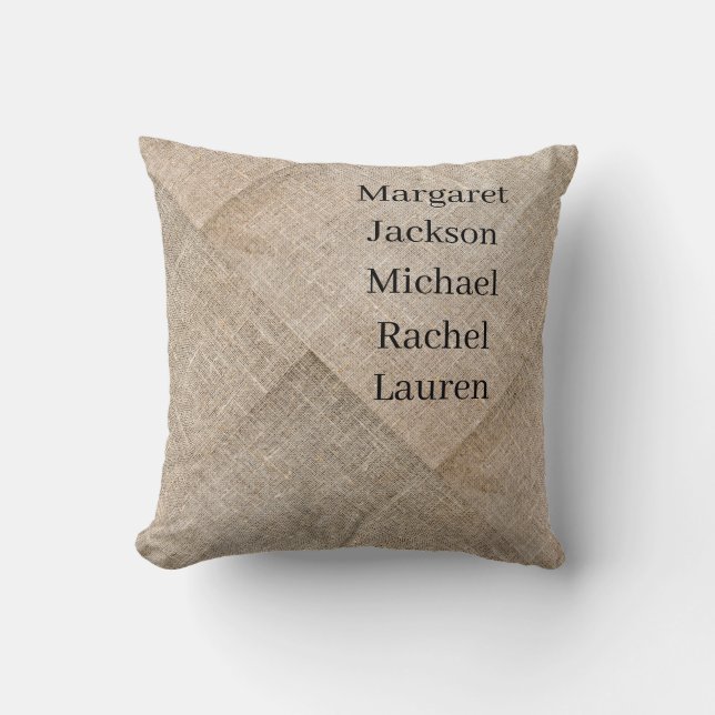 Personalised Beige Faux Linen Cushion (Front)