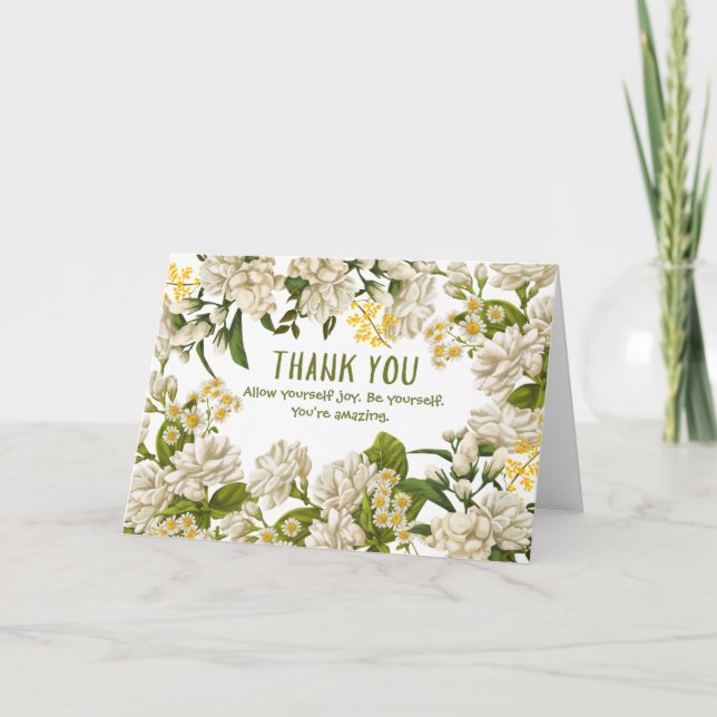 Personalised Beige Green Floral  Card (Front)