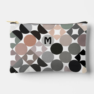 Personalised Beige Grey Black Abstract Art Pattern Accessory Pouch