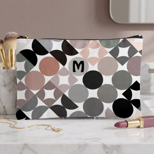 Personalised Beige Grey Black Abstract Art Pattern Accessory Pouch