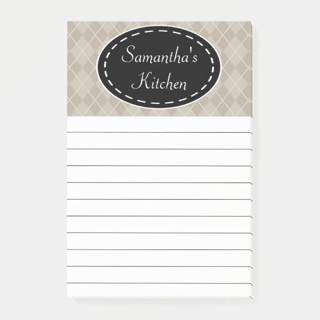 Personalised Beige Kitchen Post It Notes (Front)