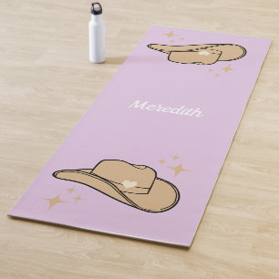 Personalised Beige Lilac Cowgirl Rodeo  Yoga Mat