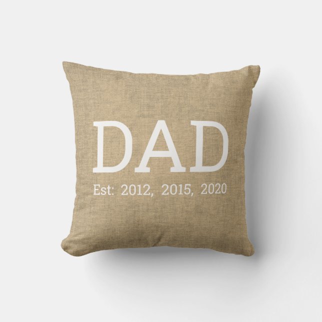 Personalised Beige Linen Father's Day Cushion (Front)