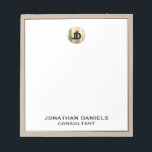 Personalised Beige Linen Gold Monogram Notepad<br><div class="desc">Elevate your note-taking game with this sophisticated Beige Linen Gold Monogram notepad. The sleek and stylish design features a customisable gold monogram initials,  set against a white background with beige linen trim. This notepad is perfect for jotting down ideas,  taking meeting notes,  or keeping your to-do list in check.</div>