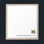 Personalised Beige Linen Gold Monogram Notepad<br><div class="desc">Elevate your stationery collection with this personalised notepad featuring a brushed metallic gold monogram initial and your name in classic block typography. The design is framed in a sophisticated beige linen print, making it the perfect accessory for any workspace. This notepad contains high-quality paper, perfect for jotting down notes or...</div>