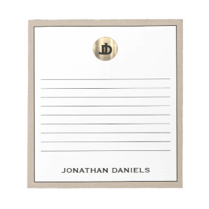 Personalised Beige Linen Monogram Lined Notepad
