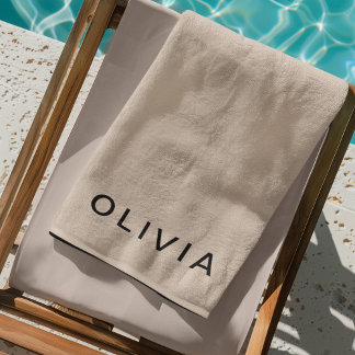 Personalised Beige Monogram Beach Towel