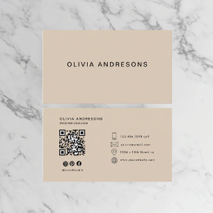 : Personalised Beige Monogram Business Card