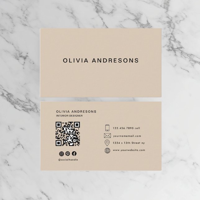 : Personalised Beige Monogram Business Card (Creator Uploaded)
