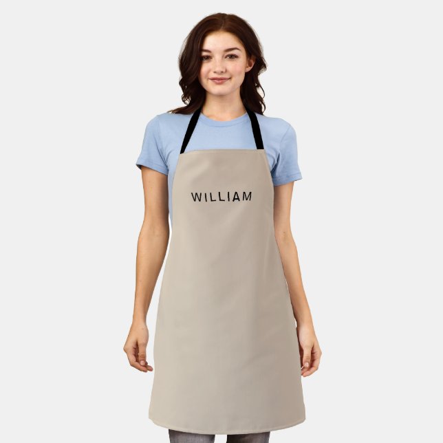 Personalised Beige & Monogram | Elegant Custom Apron (Worn)