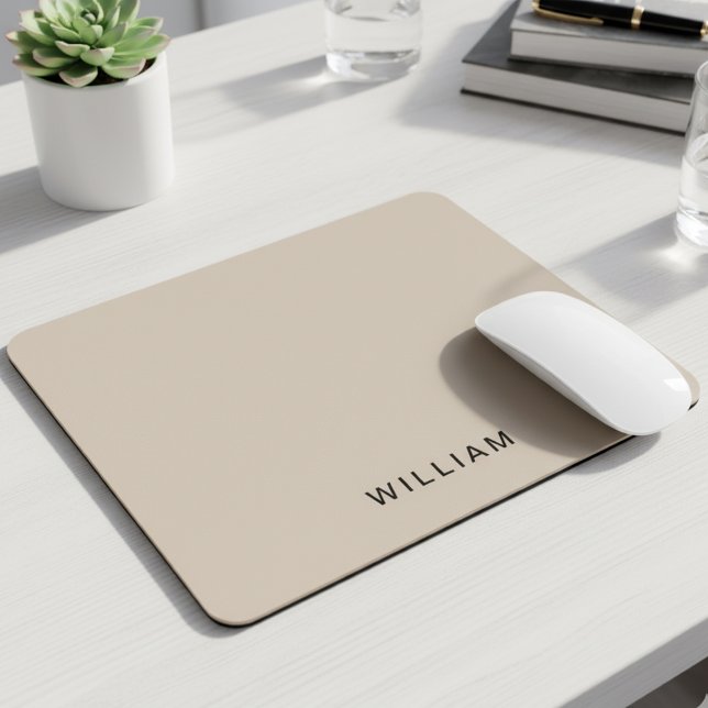 Personalised Beige & Monogram | Elegant Custom Mouse Mat (Creator Uploaded)
