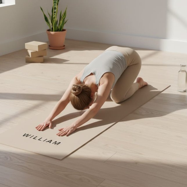 Personalised Beige &  Monogram Name Yoga Mat (Creator Uploaded)