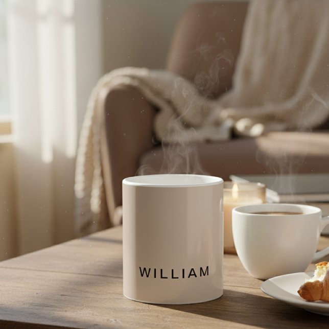 Personalised Beige & Monogram with Custom Coffee Mug (Creator Uploaded)