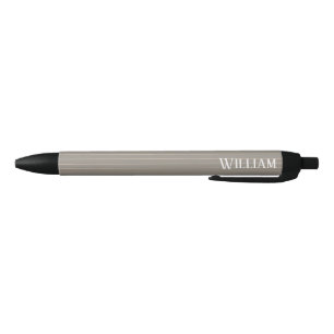 Personalised beige pinstripes black ink pen