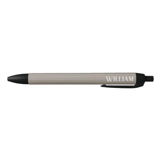 Personalised beige pinstripes black ink pen (Bottom)