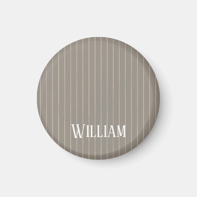 Personalised beige pinstripes magnet (Front)