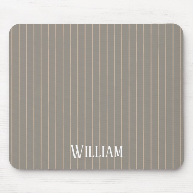 Personalised beige pinstripes mouse mat (Front)