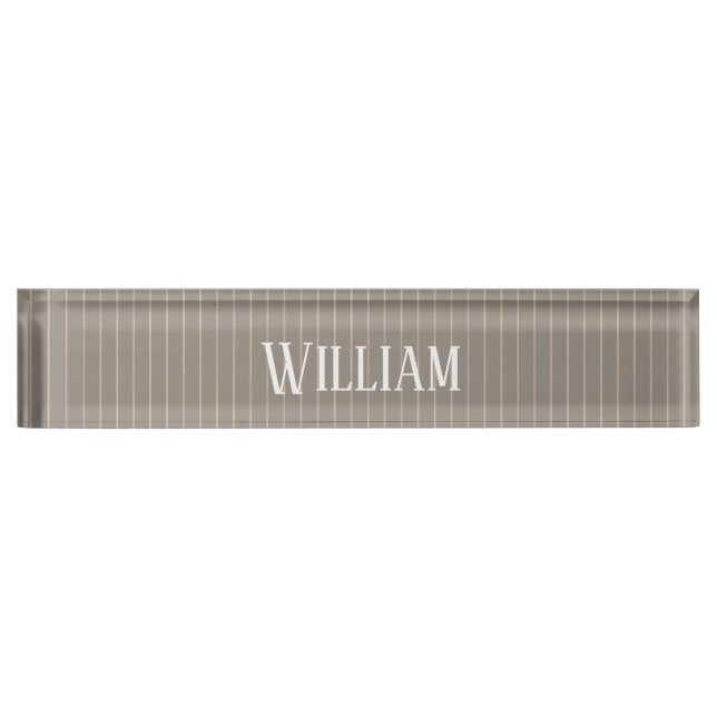 Personalised beige pinstripes nameplate (Front)