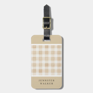 Personalised Beige Plaid Luggage Tag