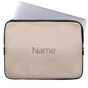 Personalised beige tan Name text monogram elegant Laptop Sleeve
