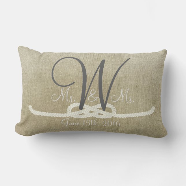 Personalised Beige Vintage Monogram Family Pillow (Front)