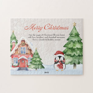 Personalised Beige Watercolor Christmas 8x10” Jigsaw Puzzle