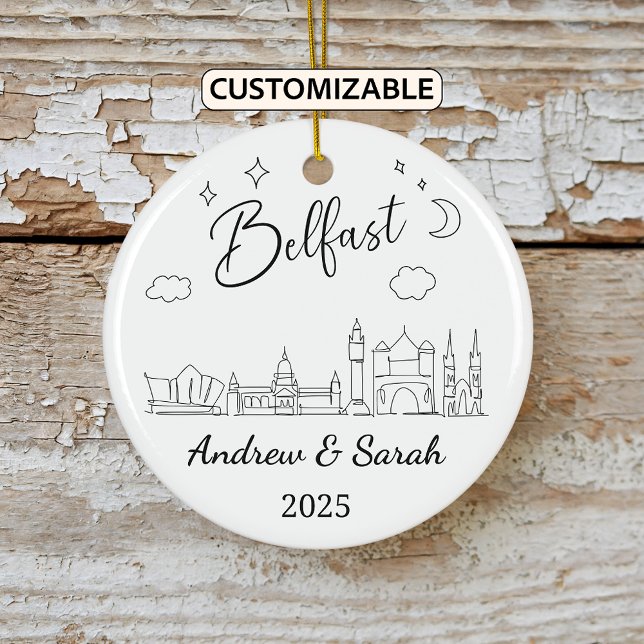 Personalised Belfast Ornament, Northern Ireland Ceramic Tree Decoration (Creator Uploaded)
