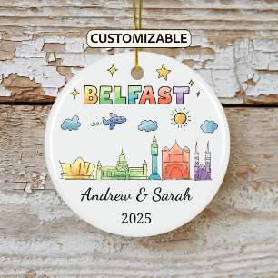 Personalised Belfast Ornament, Northern Ireland Ceramic Tree Decoration