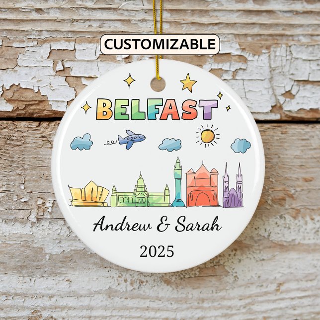 Personalised Belfast Ornament, Northern Ireland Ceramic Tree Decoration (Creator Uploaded)
