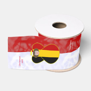 Personalised Belgian Angel Brown Hair Flag Grosgrain Ribbon