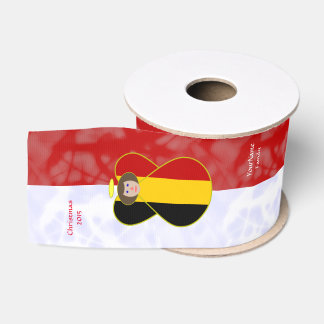 Personalised Belgian Angel Brown Hair Flag Grosgrain Ribbon